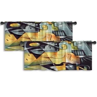 LALILO Kitchen Curtain Valance Blossoming Tree House Bright Rod Pocket Window Curtain 52"x 18" Set of 2