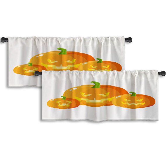 LALILO Kitchen Curtain Valance Blue Growth Forest Retro Yellow Rod Pocket Window Curtain 52"x 18" Set of 2