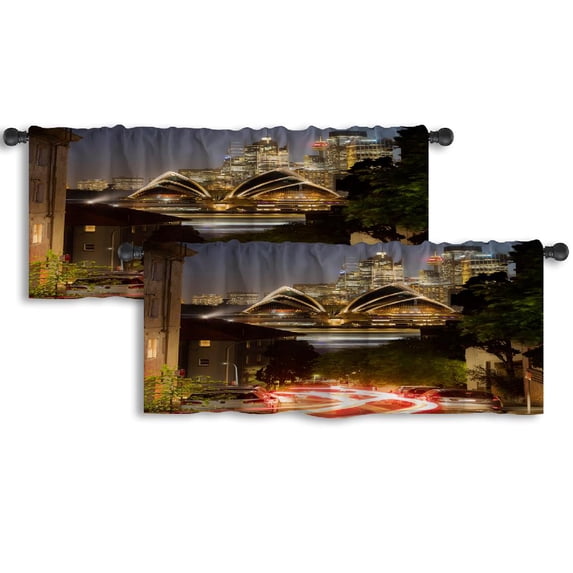 LALILO Kitchen Curtain Valance Blue Modern Bright With Rod Pocket Window Curtain 52"x 18" Set of 2