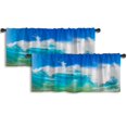 thumbnail image 1 of LALILO Kitchen Curtain Valance Blue Ocean Wave Ocean Rod Pocket Window Curtain 52"x 18" Set of 2, 1 of 5
