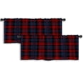 thumbnail image 1 of LALILO Kitchen Curtain Valance Blue Red Tartan Plaid Rod Pocket Window Curtain 52"x 18" Set of 2, 1 of 6