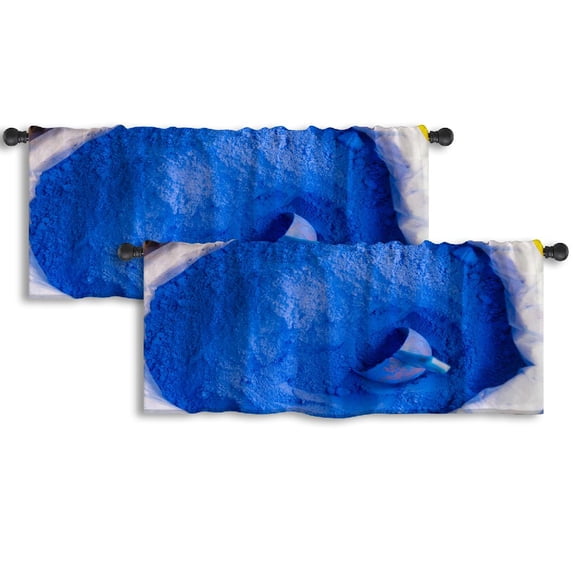 LALILO Kitchen Curtain Valance Blue Town Morocco Rod Pocket Window Curtain 52"x 18" Set of 2