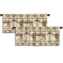LALILO Kitchen Curtain Valance Bohemian With Camel And Rod Pocket Window Curtain 52"x 18" Set of 2