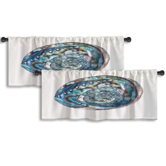 LALILO Kitchen Curtain Valance Bright Rainbow Shell Rod Pocket Window Curtain 52"x 18" Set of 2
