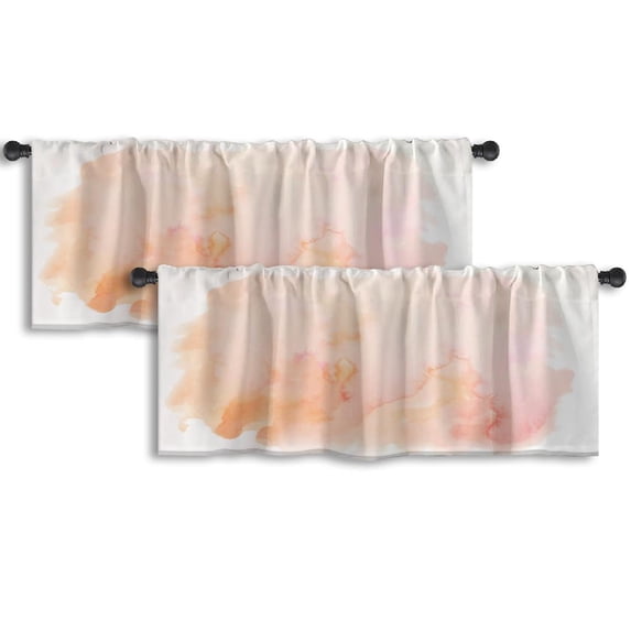 LALILO Kitchen Curtain Valance Bright Vibrant Yellow Orange Rod Pocket Window Curtain 52"x 18" Set of 2