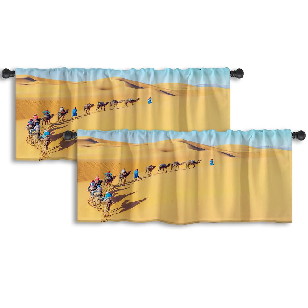 Djibouti Desert Window Curtain Camel Riders and African Pattern TS04 main image 1