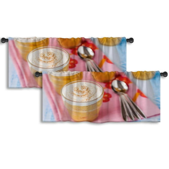 LALILO Kitchen Curtain Valance Camo Fashion Marble Natural Rod Pocket Window Curtain 52"x 18" Set of 2