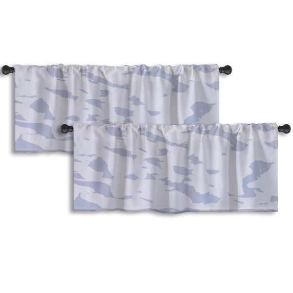 LALILO Kitchen Curtain Valance Camo Fashion Marble Natural Rod Pocket Window Curtain 52"x 18" Set of 2