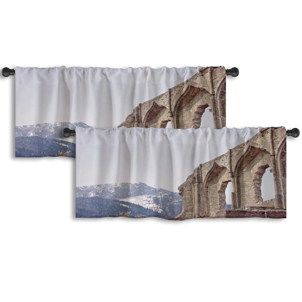LALILO Kitchen Curtain Valance Castle Castle Lake Rod Pocket Window ...