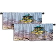 thumbnail image 1 of LALILO Kitchen Curtain Valance Castle Light Sakura Rod Pocket Window Curtain 52"x 18" Set of 2, 1 of 7