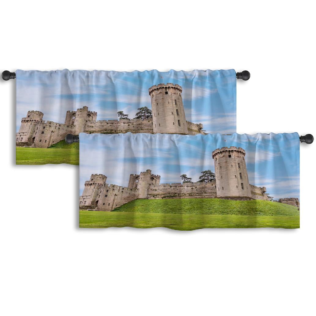 LALILO Kitchen Curtain Valance Castle Medieval Castle Town Rod Pocket ...