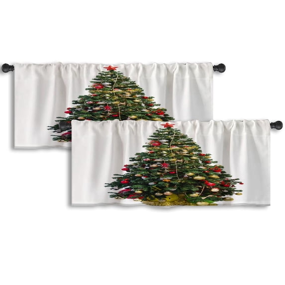 LALILO Kitchen Curtain Valance Christmas Happy Funny Twin Rod Pocket Window Curtain 52"x 18" Set of 2