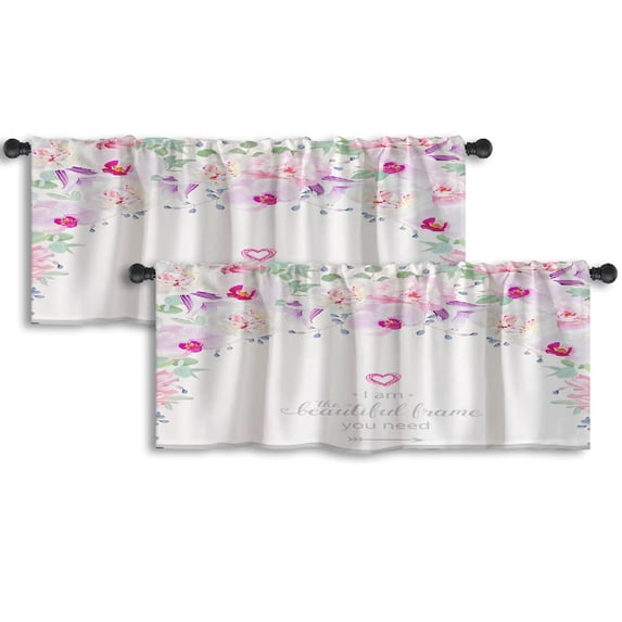 LALILO Kitchen Curtain Valance Christmas Planet Rod Pocket Window Curtain 52"x 18" Set of 2