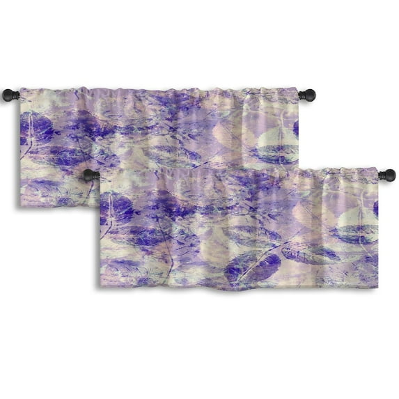 LALILO Kitchen Curtain Valance Christmas Scene Snowfall Rod Pocket Window Curtain 52"x 18" Set of 2