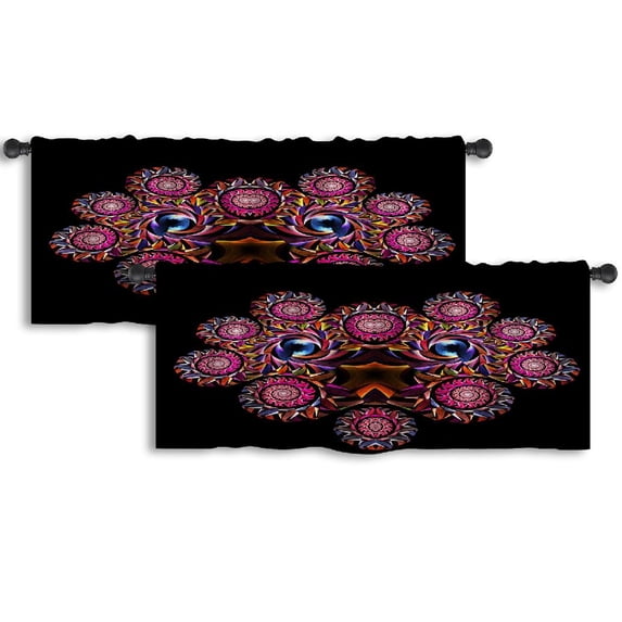 LALILO Kitchen Curtain Valance City Skyline Sunrise Victoria Rod Pocket Window Curtain 52"x 18" Set of 2