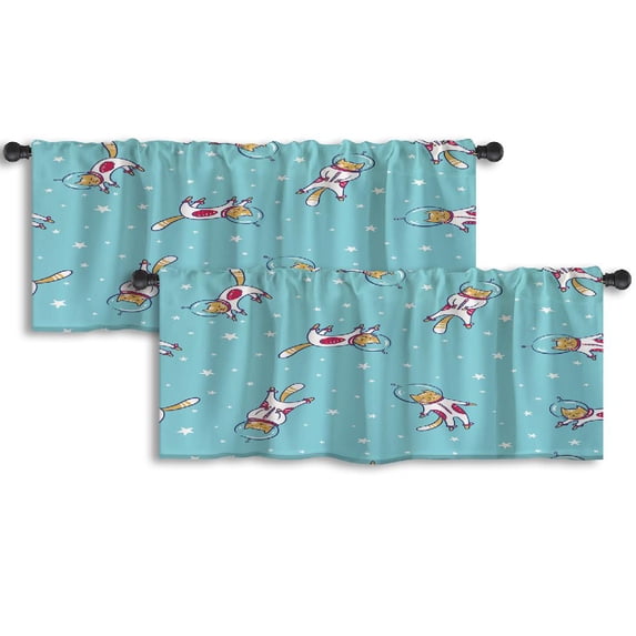 LALILO Kitchen Curtain Valance Collection Borders Ethnic Aztec Rod Pocket Window Curtain 52"x 18" Set of 2