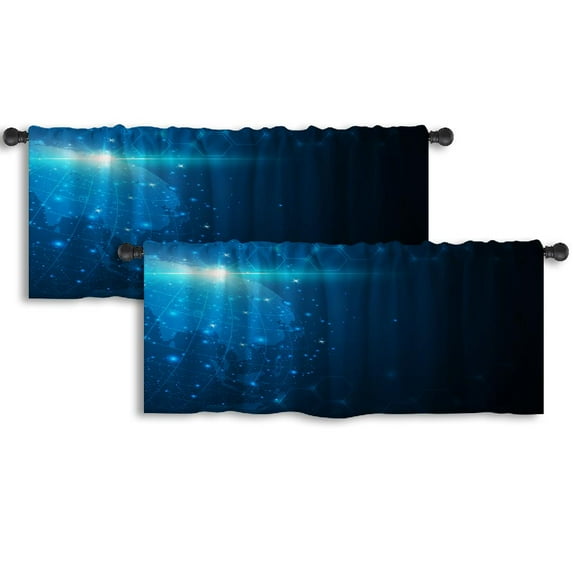 LALILO Kitchen Curtain Valance Collection Sea Voyage Objects Rod Pocket Window Curtain 52"x 18" Set of 2
