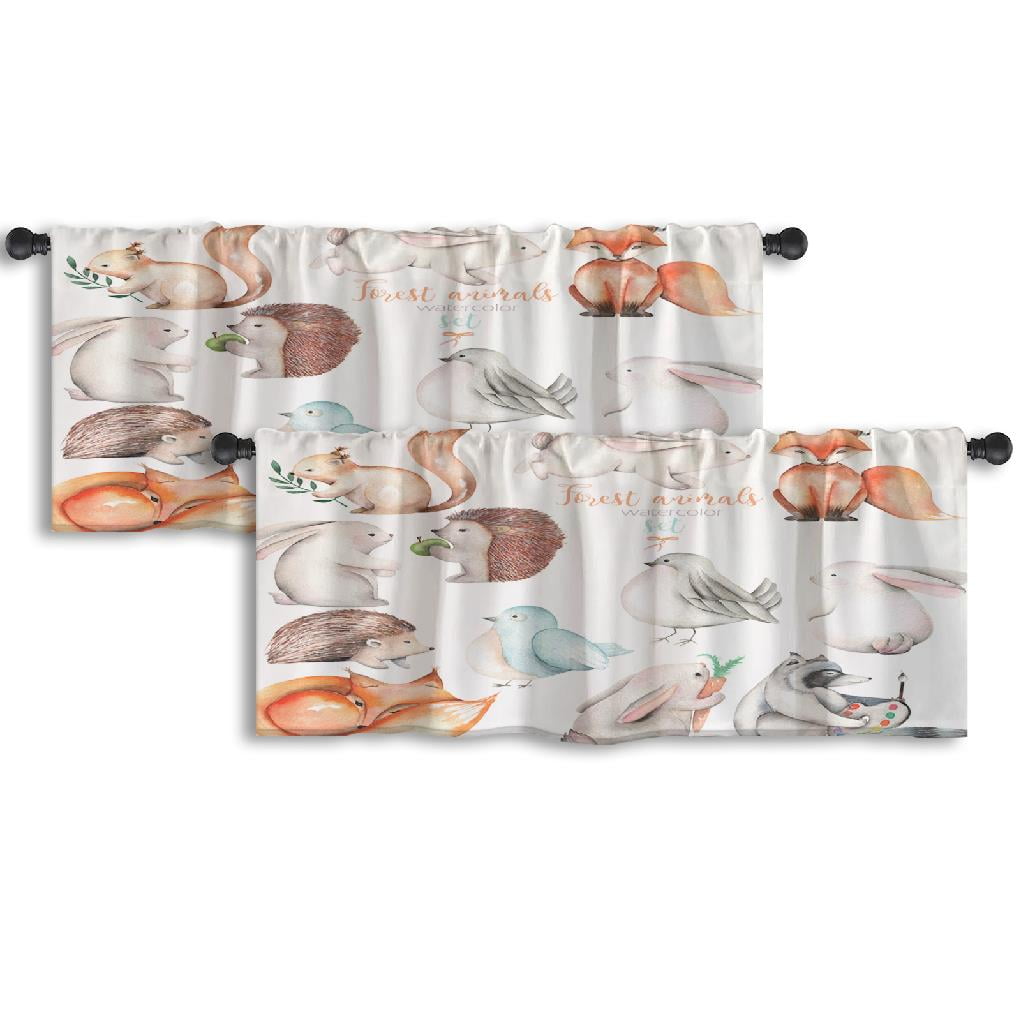 LALILO Kitchen Curtain Valance Collection Watercolor Cute Rod Pocket ...
