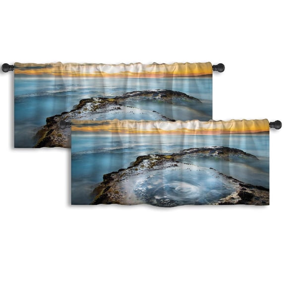 LALILO Kitchen Curtain Valance Color Vibrant Colorful Brush Rod Pocket Window Curtain 52"x 18" Set of 2