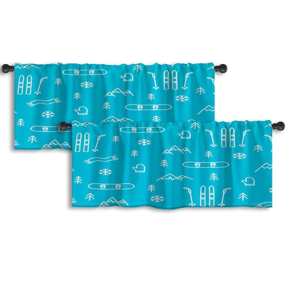 LALILO Kitchen Curtain Valance Colorful Autumn Tree Garden Rod Pocket Window Curtain 52"x 18" Set of 2