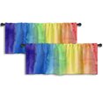 thumbnail image 1 of LALILO Kitchen Curtain Valance Colorful Watercolour Rod Pocket Window Curtain 52"x 18" Set of 2, 1 of 6
