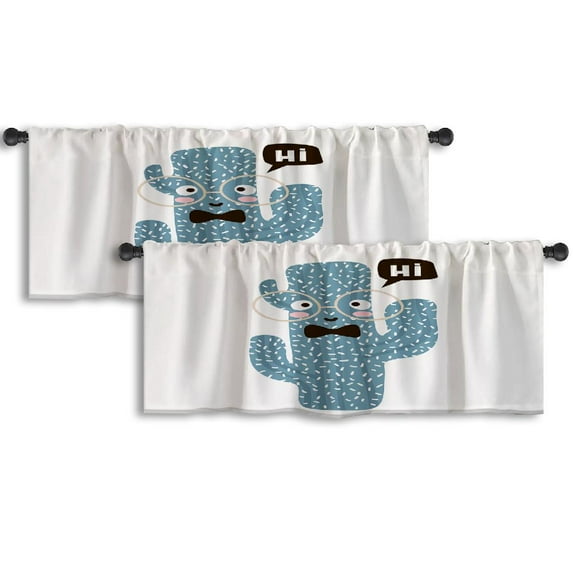 LALILO Kitchen Curtain Valance Compass Map Airplane Travel Rod Pocket Window Curtain 52"x 18" Set of 2