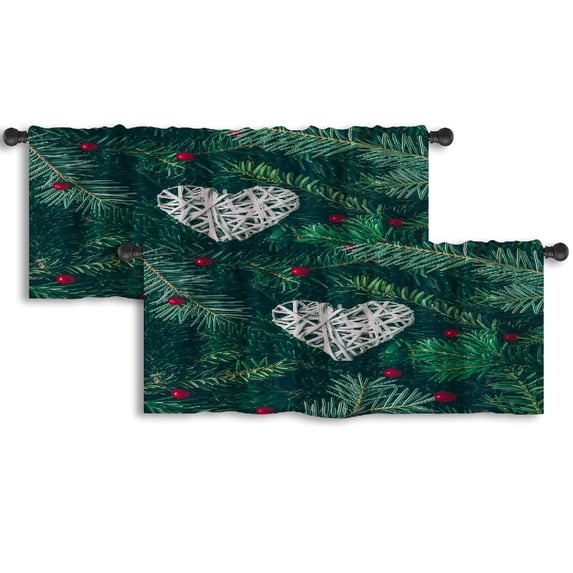 LALILO Kitchen Curtain Valance Creative Layout Rod Pocket Window Curtain 52"x 18" Set of 2