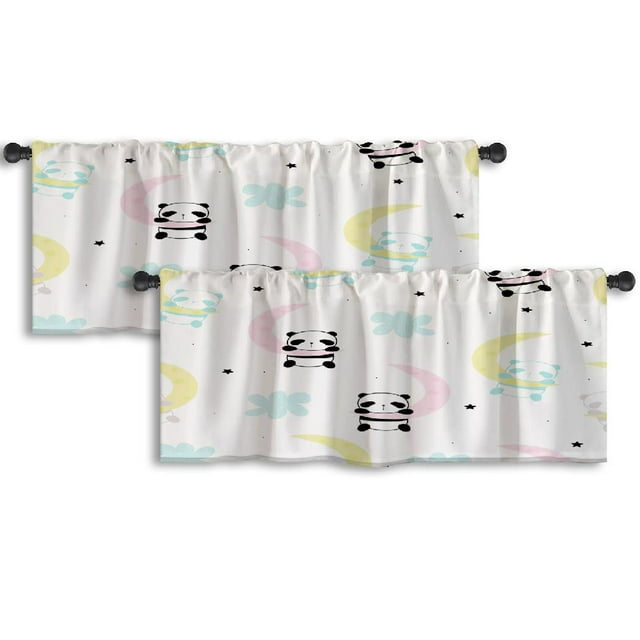 LALILO Kitchen Curtain Valance Cute Little Panda Sleep Rod Pocket