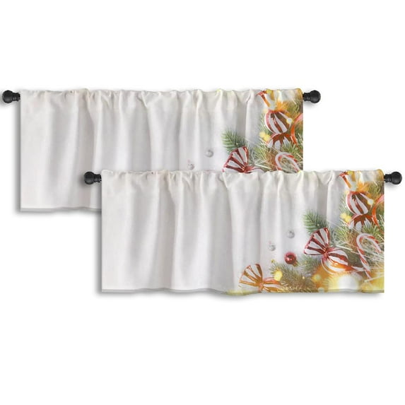 LALILO Kitchen Curtain Valance Cute Mexican Animal Fox With Rod Pocket Window Curtain 52"x 18" Set of 2