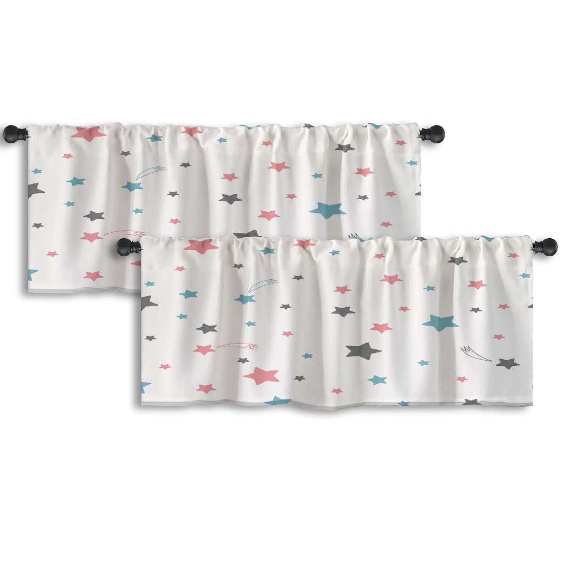 LALILO Kitchen Curtain Valance Cute With Stars Cute Rod Pocket Window ...