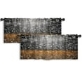 thumbnail image 1 of LALILO Kitchen Curtain Valance Dark Black And Orange Rod Pocket Window Curtain 52"x 18" Set of 2, 1 of 7