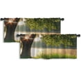 thumbnail image 1 of LALILO Kitchen Curtain Valance Dawn Lake River Lake Tree Rod Pocket Window Curtain 52"x 18" Set of 2, 1 of 7