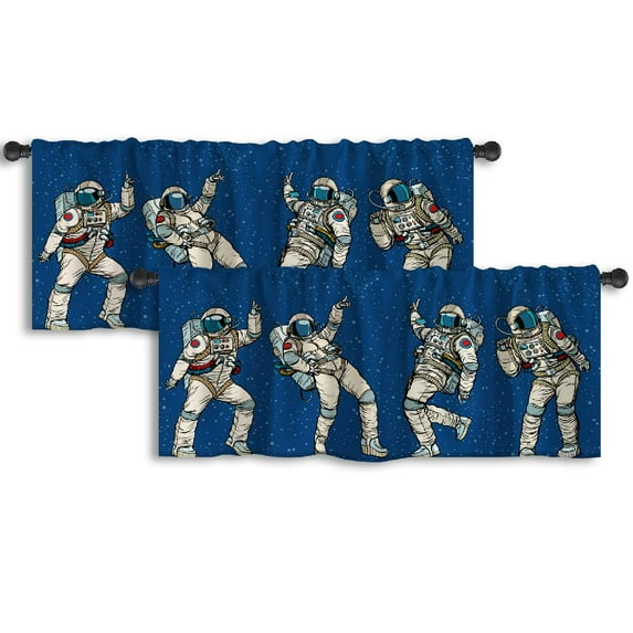 LALILO Kitchen Curtain Valance Disco Party Dancing Men And Rod Pocket Window Curtain 52"x 18" Set of 2