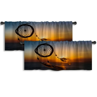 LALILO Kitchen Curtain Valance Dream Rod Pocket Window Curtain 52"x 18" Set of 2