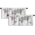 thumbnail image 1 of LALILO Kitchen Curtain Valance Earth World Map White Map World Rod Pocket Window Curtain 52"x 18" Set of 2, 1 of 7