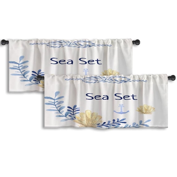 LALILO Kitchen Curtain Valance Ethnic Arrow With Floral Rod Pocket Window Curtain 52"x 18" Set of 2