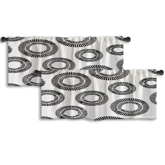 LALILO Kitchen Curtain Valance Ethnic Boho Ikat Cloth Rod Pocket Window Curtain 52"x 18" Set of 2