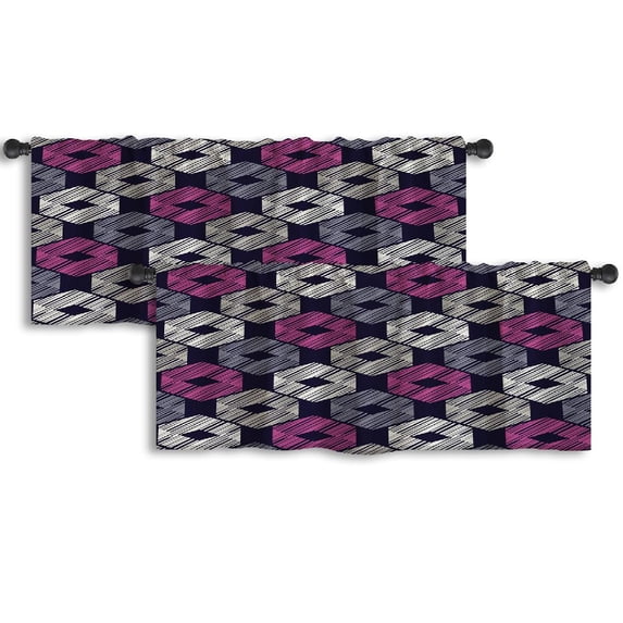 LALILO Kitchen Curtain Valance Ethnic Boho Rod Pocket Window Curtain 52"x 18" Set of 2