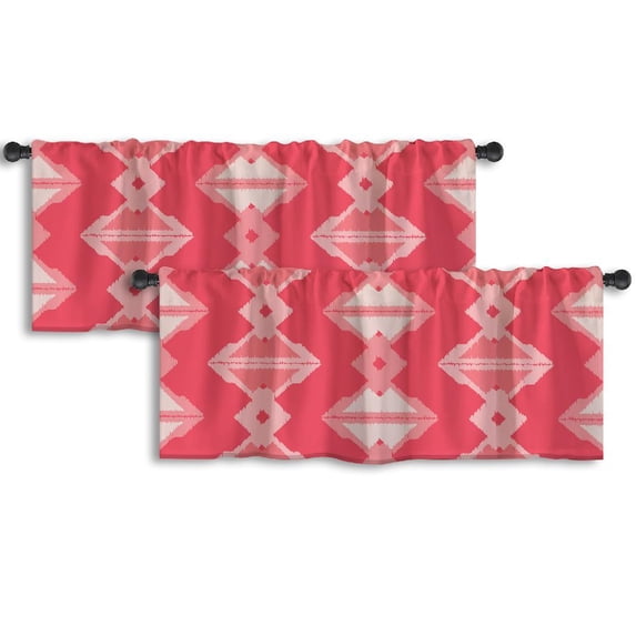 LALILO Kitchen Curtain Valance Ethnic Boho Rod Pocket Window Curtain 52"x 18" Set of 2