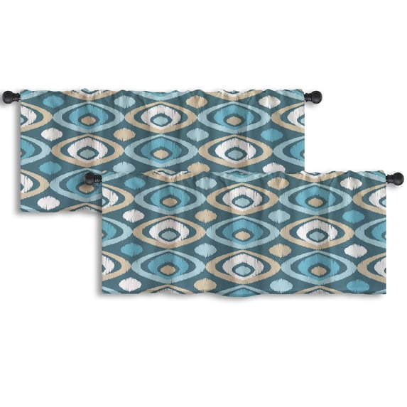 LALILO Kitchen Curtain Valance Ethnic Boho Scribble Retro Rod Pocket Window Curtain 52"x 18" Set of 2