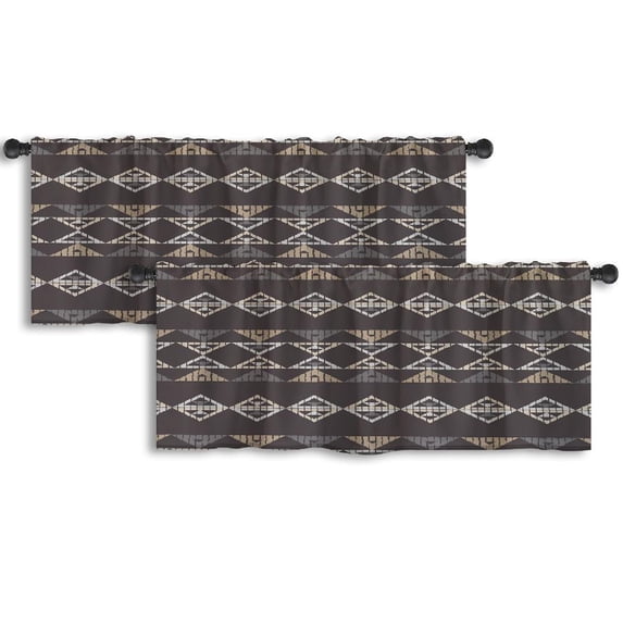 LALILO Kitchen Curtain Valance Ethnic Boho Traditional Rod Pocket Window Curtain 52"x 18" Set of 2
