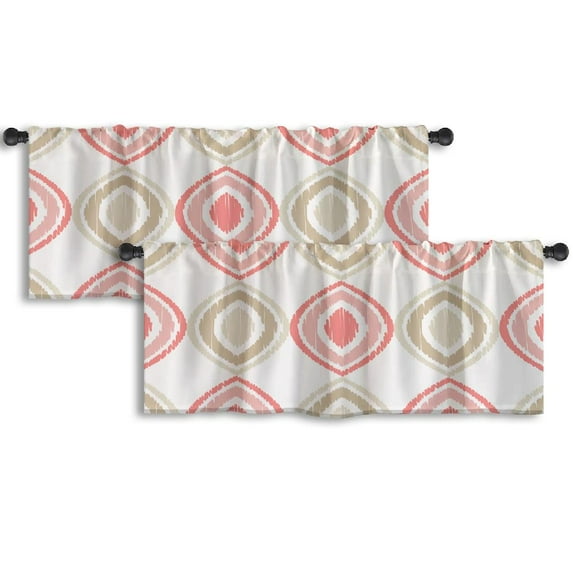 LALILO Kitchen Curtain Valance Ethnic Boho Traditional Rod Pocket Window Curtain 52"x 18" Set of 2