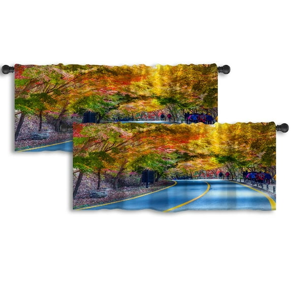LALILO Kitchen Curtain Valance Ethnic Boho Traditional Rod Pocket Window Curtain 52"x 18" Set of 2
