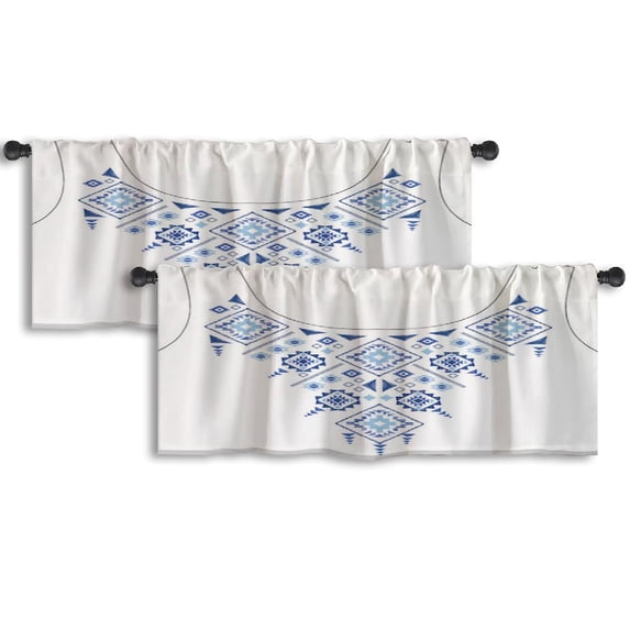 LALILO Kitchen Curtain Valance Ethnic Graphic Shirt Ethnic Rod Pocket Window Curtain 52"x 18" Set of 2