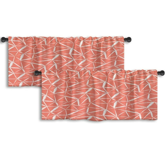 LALILO Kitchen Curtain Valance Ethnic Striped Watercolor With Rod Pocket Window Curtain 52"x 18" Set of 2