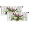 thumbnail image 1 of LALILO Kitchen Curtain Valance Exotic Birds Pink Flamingo Rod Pocket Window Curtain 52"x 18" Set of 2, 1 of 5