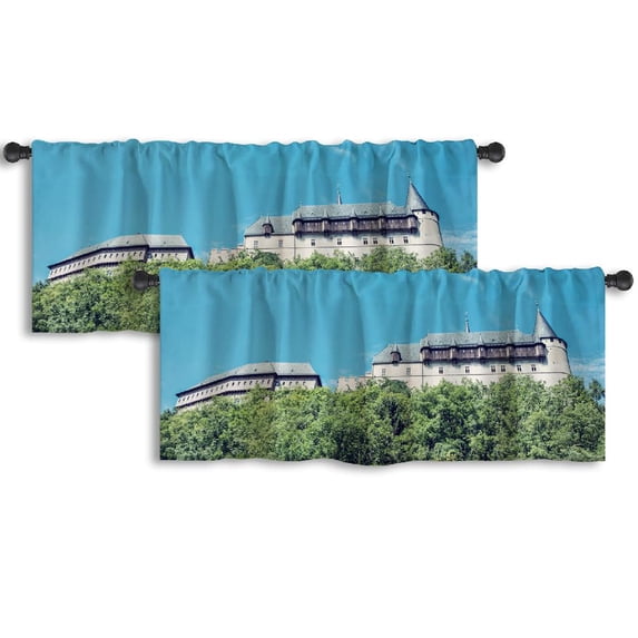 LALILO Kitchen Curtain Valance Face Art Modern Canvas Oil Rod Pocket Window Curtain 52"x 18" Set of 2