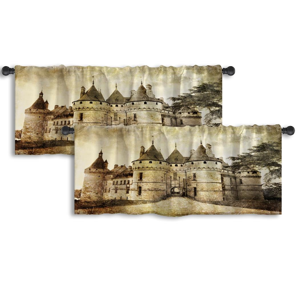 LALILO Kitchen Curtain Valance Fantasy Landscape Fairy Tale Rod Pocket ...
