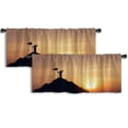 thumbnail image 1 of LALILO Kitchen Curtain Valance Flag Mountain Sky And Rod Pocket Window Curtain 52"x 18" Set of 2, 1 of 7