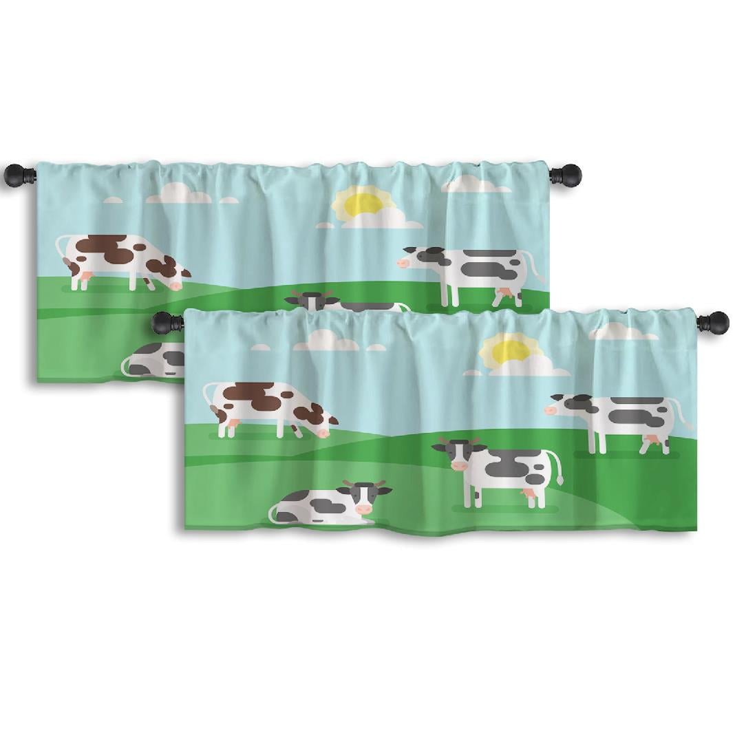 LALILO Kitchen Curtain Valance Flat Field Good Sunny Day Rod Pocket ...